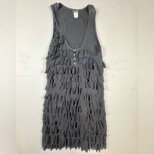 J. Crew Vintage Tiered Ruffle Knit Tank Dress Black 100% Cotton Sz Small